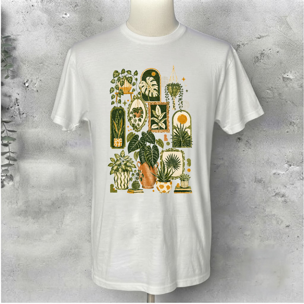 Botanical Houseplants Plant Lady Vintage Cottagecore Chart White T-Shirt